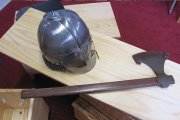 axe and helmet